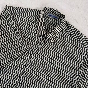 Vintage Bassiri Uomo Geometric Shirt in Black Multi Men XL Metal Buttons USA